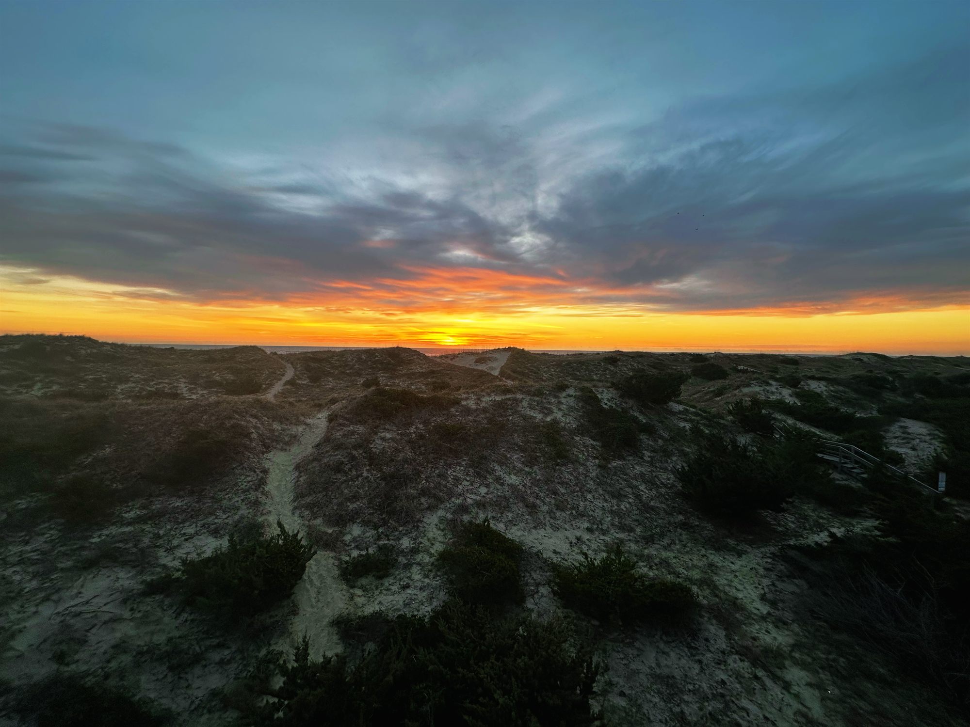 Sunset over the dunes and sea oats