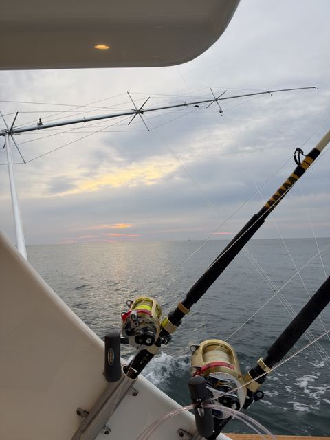 Rods in the holders as the sun comes up offshore