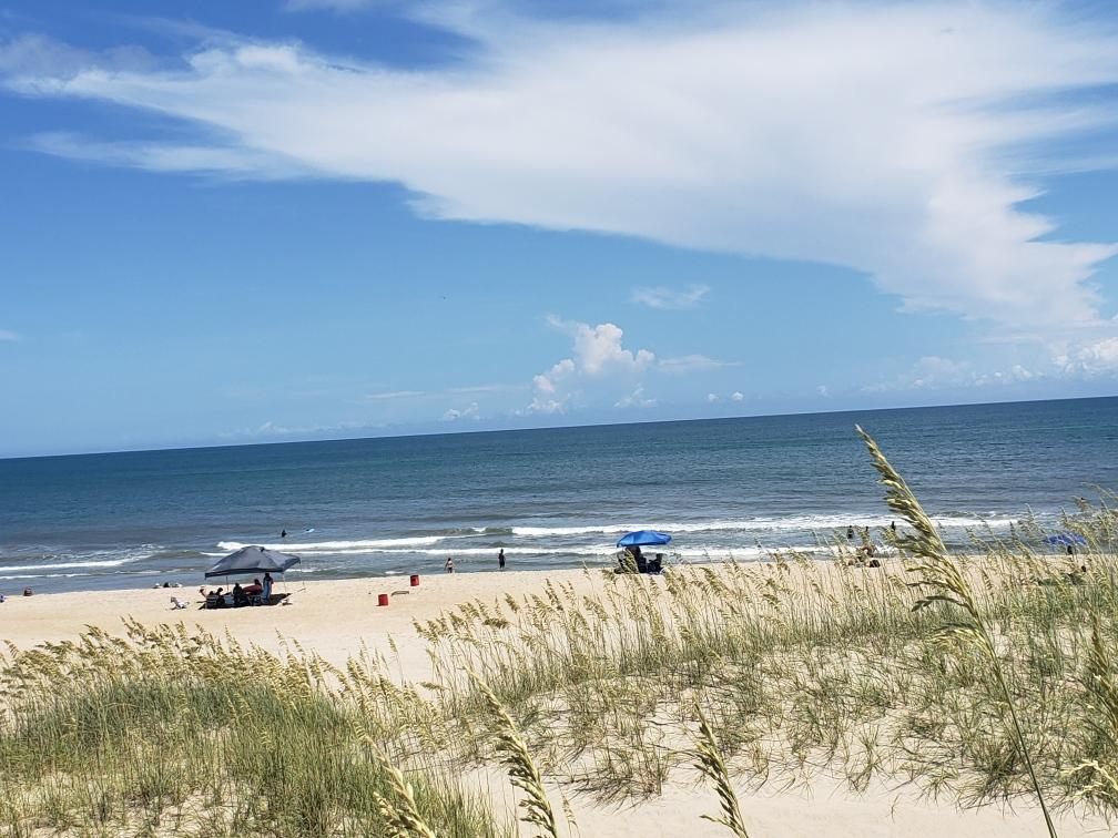 A bright, breezy beach day on Hatteras Island
